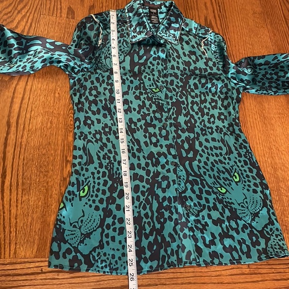 CUSTO BARCELONA designer VINTAGE / Rare PANTHER jade Chittagong print button XS - Picture 16 of 17